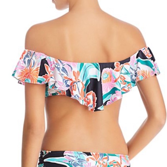 Trina Turk Tropic Wave Ruffle Bandeau Bikini Top - Picture 2 of 5